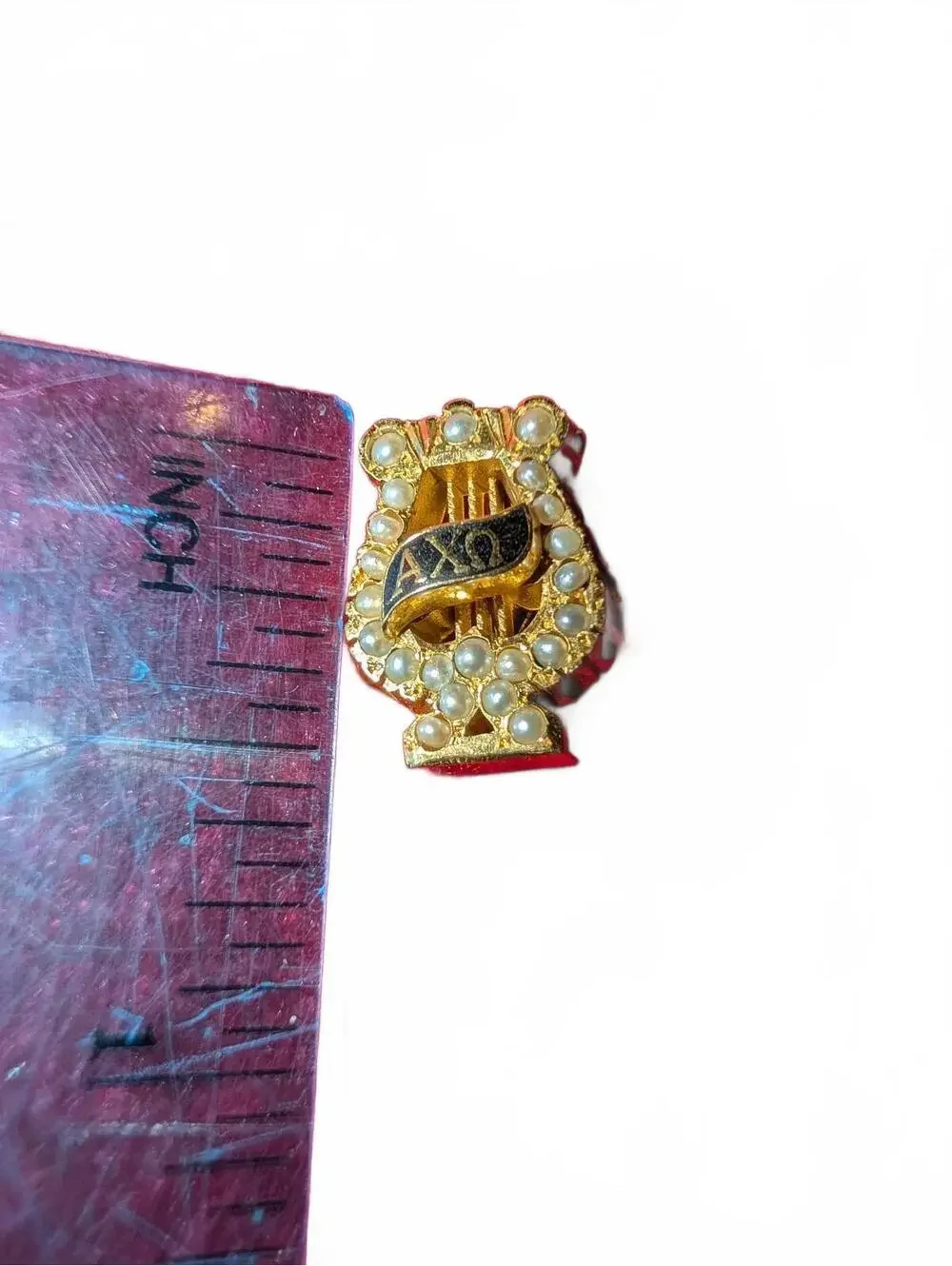 15% oAlpha Chi Omega Pin with Seed Pearls & Black Enamel